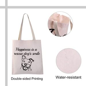 VAMSII Pitbull Tote Bag Happiness is a Rescue Dog’s Smile Pitbull Dog Gifts Pitbull Lover Gifts Pitbull Owner Shoulder Bag (Happiness is a rescue dog's Smile)