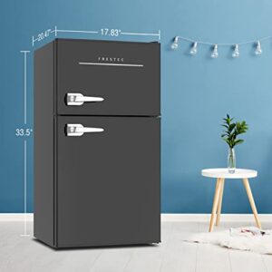 3.0 Cu.Ft Compact Refrigerator with 2 Doors, Mini Fridge with Freezer, 37dB Quiet, 7-Settings Mechanical Thermostat, LED Lights, Small Refrigerator for Bedroom Office, Dorm or Garage, Black