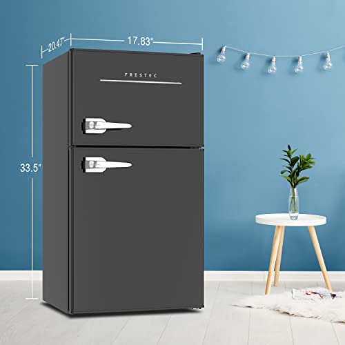 3.0 Cu.Ft Compact Refrigerator with 2 Doors, Mini Fridge with Freezer, 37dB Quiet, 7-Settings Mechanical Thermostat, LED Lights, Small Refrigerator for Bedroom Office, Dorm or Garage, Black