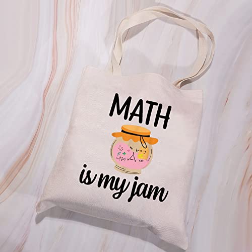 VAMSII Math Lover Gifts Math is My Jam Math Teacher Tote Bag Mathematician Gifts Math Geek Gifts Shoulder Bag (Math is my jam Tote Bag)