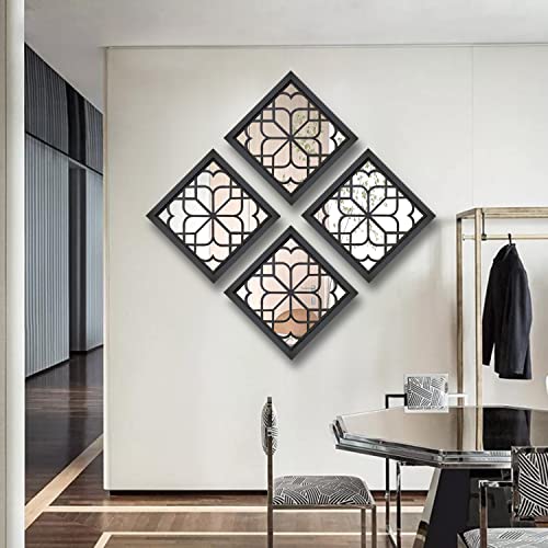 Wocred 2 PCS Square  Wall Mirror,Gorgeous Rustic Farmhouse Accent Mirror,Black Entry Mirror for Bathroom Renovation,Bedrooms,Living Rooms and More(12”x12”)