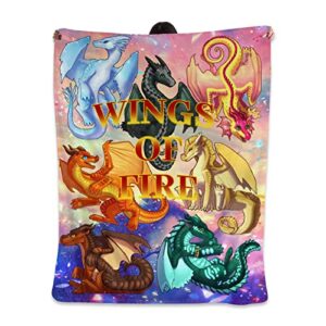 Sdyiohk Fantasy Novel Fire Dragon Cartoon Blanket – Personalized Print Throw Blanket – Cozy Soft Blanket for Provide Warm – 30"X40"