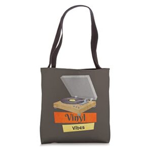 vinyl vibes retro records music lover tote bag