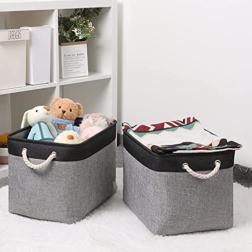 Bidtakay Set of 3 Large Bundled Baskets 16" X 11.8" X 11.8"(Black&Grey)