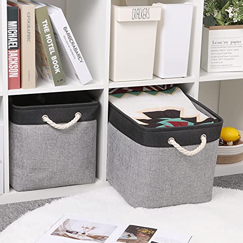 Bidtakay Set of 3 Large Bundled Baskets 16" X 11.8" X 11.8"(Black&Grey)