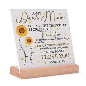 mother’s day gifts for mom, mom cards gifts, birthday gifts for mom, appriciation gifts for mom, desk decor plaque with wood stand for mom