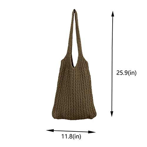 Hobo bag for women contrast color large capacity tote bag shoulder bag women's trendy knitted bag(Khaki)