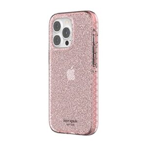 kate spade new york ultra defensive hardshell case for iphone 13 pro – pink translucent glitter wash