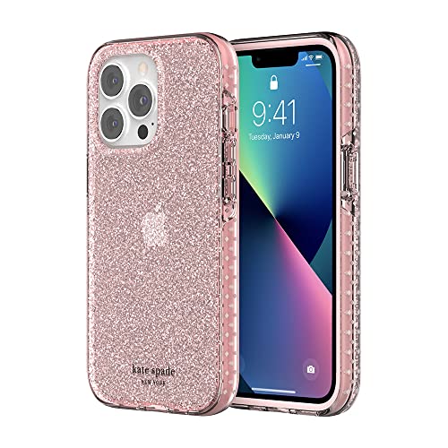 kate spade new york Ultra Defensive Hardshell Case for iPhone 13 Pro - Pink Translucent Glitter Wash