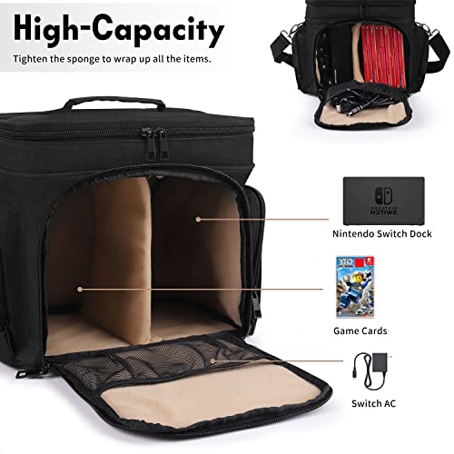 Portable Nintendo Switch Case Large Carrying Storage Bag Compatible with Nintendo Switch/Switch OLED/ Switch Lite, Soft Lining Hard Case for Nintendo Switch Console Pro Controller & Accessories