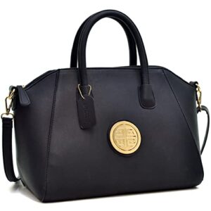 dasein womens satchel handbags shoulder purses top handle bags (black)