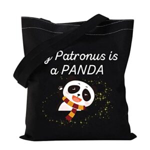 vamsii panda lover gifts tote bag my patronus is a panda shoulder bag funny panda gifts panda bear gift bag (tote bag)