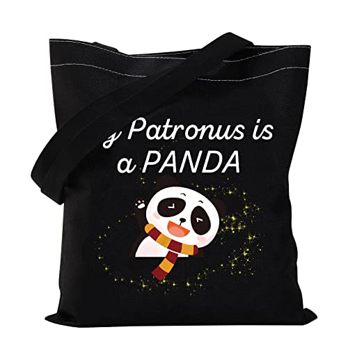 VAMSII Panda Lover Gifts Tote Bag My Patronus is a Panda Shoulder Bag Funny Panda Gifts Panda Bear Gift Bag (Tote Bag)