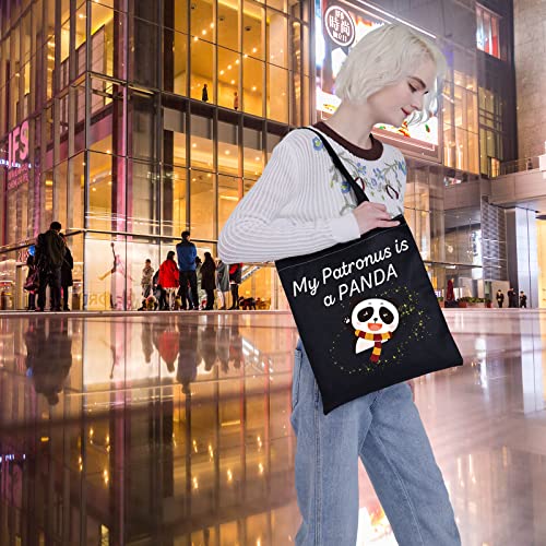 VAMSII Panda Lover Gifts Tote Bag My Patronus is a Panda Shoulder Bag Funny Panda Gifts Panda Bear Gift Bag (Tote Bag)