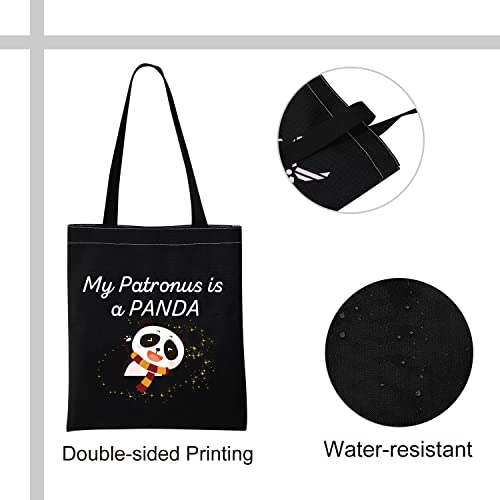 VAMSII Panda Lover Gifts Tote Bag My Patronus is a Panda Shoulder Bag Funny Panda Gifts Panda Bear Gift Bag (Tote Bag)