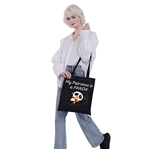 VAMSII Panda Lover Gifts Tote Bag My Patronus is a Panda Shoulder Bag Funny Panda Gifts Panda Bear Gift Bag (Tote Bag)