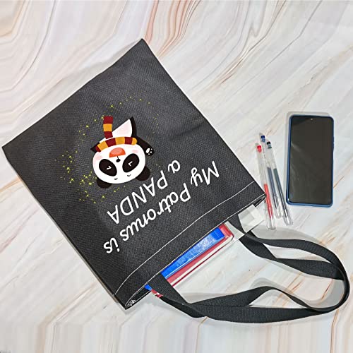 VAMSII Panda Lover Gifts Tote Bag My Patronus is a Panda Shoulder Bag Funny Panda Gifts Panda Bear Gift Bag (Tote Bag)