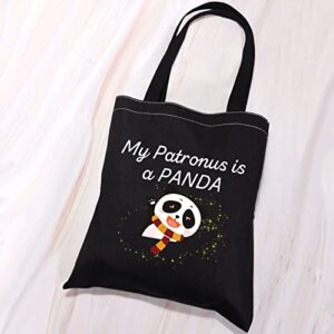 VAMSII Panda Lover Gifts Tote Bag My Patronus is a Panda Shoulder Bag Funny Panda Gifts Panda Bear Gift Bag (Tote Bag)