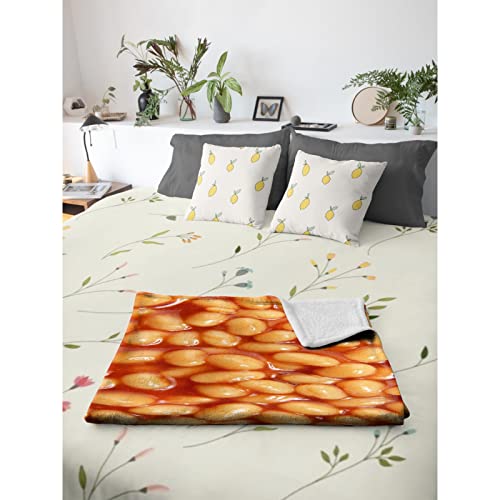 Baked Beans Blanket Throw Super Soft and Cozy Blankets for Home Decoration, Couch, Bed, Sofa 40"x30" Extra Small for Pets for All Seasons