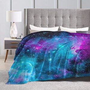 Purple Galaxy Blanket Super Soft and Warm Flannel Star Throw Blankets for Couch Sofa Galaxy Gifts for Kids Adults Men Women