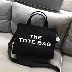 Tote Bag Women Canvas Tote Bags With Zipper Canvas Tote Bags Crossbody Bag for Office, Travel, School (Black)