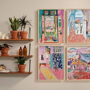 Matisse Wall Art Prints - Set of 4 Henri Aesthetic Posters for Aesthetic Room Decor, Art Exhibition Matisse Prints Pink Posters Framable Art Cute Impressionist Group of Prints (8x10)