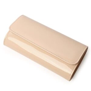 Nude Clutch Purses for Women Black Patent leather Clutch Red Envelope Clutch Bag Crossbody Handbag for Wedding Party Gift Travel (Nude 018)