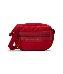 tommy hilfiger daisy crossbody quilted smooth nylon tommy red one size