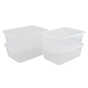 nesmilers clear storage boxs with lids, 14 quarts latching storage totes bins set of 4