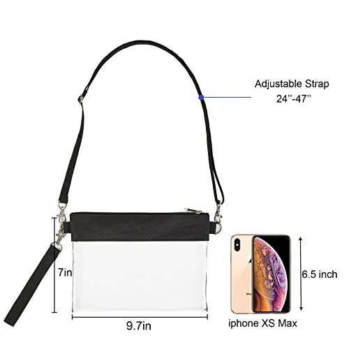 Clear Crossbody Purse Bag, Stadium Approved Gym Clear Messenger HandBag with Removable Shoulder Strap for Women