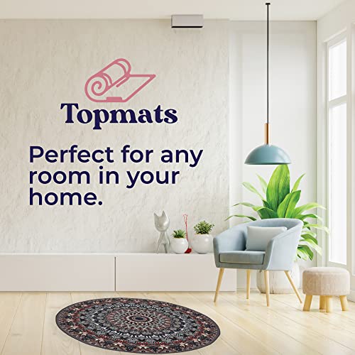 TopMats Round Area Rug - Modern Premium Indoor and Outdoor Durable Round Rug for Kitchen, Bedroom, Bathroom, Living Room, or Fireplace. Non-Skid, Washable, and Easy to Clean - 24in (Stainglass)