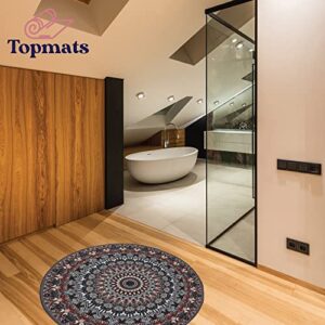 TopMats Round Area Rug - Modern Premium Indoor and Outdoor Durable Round Rug for Kitchen, Bedroom, Bathroom, Living Room, or Fireplace. Non-Skid, Washable, and Easy to Clean - 24in (Stainglass)