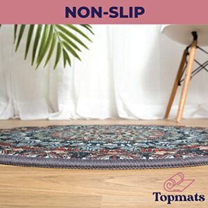 TopMats Round Area Rug - Modern Premium Indoor and Outdoor Durable Round Rug for Kitchen, Bedroom, Bathroom, Living Room, or Fireplace. Non-Skid, Washable, and Easy to Clean - 24in (Stainglass)