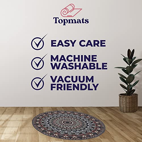 TopMats Round Area Rug - Modern Premium Indoor and Outdoor Durable Round Rug for Kitchen, Bedroom, Bathroom, Living Room, or Fireplace. Non-Skid, Washable, and Easy to Clean - 24in (Stainglass)