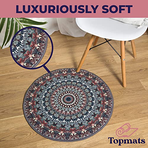 TopMats Round Area Rug - Modern Premium Indoor and Outdoor Durable Round Rug for Kitchen, Bedroom, Bathroom, Living Room, or Fireplace. Non-Skid, Washable, and Easy to Clean - 24in (Stainglass)