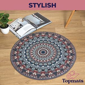 TopMats Round Area Rug - Modern Premium Indoor and Outdoor Durable Round Rug for Kitchen, Bedroom, Bathroom, Living Room, or Fireplace. Non-Skid, Washable, and Easy to Clean - 24in (Stainglass)