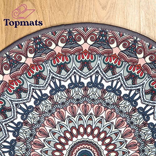 TopMats Round Area Rug - Modern Premium Indoor and Outdoor Durable Round Rug for Kitchen, Bedroom, Bathroom, Living Room, or Fireplace. Non-Skid, Washable, and Easy to Clean - 24in (Stainglass)