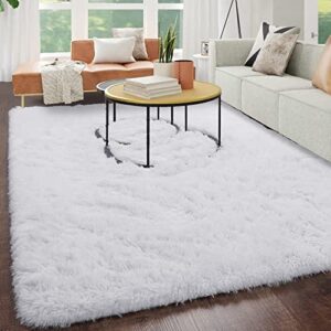 kicmor white rugs for bedroom,5×8 rug,soft fluffy area rugs for living room,white carpet,furry floor carpets for kids,dorm,playroom,baby nursery rug,cute girls room decor,fuzzy fur rug,non slip rug