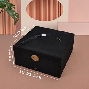 GYJOYERO Jewelry Organizer 5 Layers Velvet Square Jewelry Box Women Necklace Ear studs Display Bangles Large Jewelry Storage Case Drawer GY306 (Black)