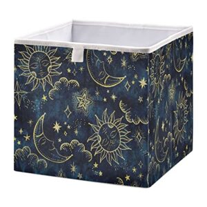 alaza collapsible storage cubes organizer,moon sun soleil cosmos astrology storage containers closet shelf organizer with handles for home office