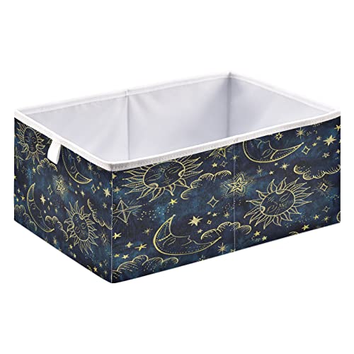 ALAZA Collapsible Storage Cubes Organizer,Moon Sun Soleil Cosmos Astrology Storage Containers Closet Shelf Organizer with Handles for Home Office