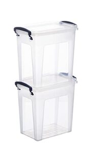 superio clear storage bins with lids, small stackable storage boxes with locking latches and handles (7 quart(deep), 2 pack)