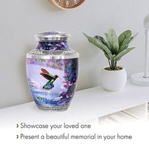 HLC Handcrafted Humming Bird Urn for Human Ashes - Adult Funeral Cremation Urn Handcrafted - Affordable Urn for Ashes (Adult (200 lbs) – 10.5 x 6 “, Decorative Cremation Urn)