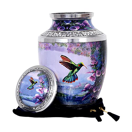 HLC Handcrafted Humming Bird Urn for Human Ashes - Adult Funeral Cremation Urn Handcrafted - Affordable Urn for Ashes (Adult (200 lbs) – 10.5 x 6 “, Decorative Cremation Urn)