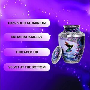 HLC Handcrafted Humming Bird Urn for Human Ashes - Adult Funeral Cremation Urn Handcrafted - Affordable Urn for Ashes (Adult (200 lbs) – 10.5 x 6 “, Decorative Cremation Urn)