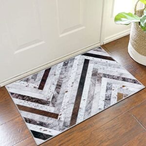 decomall coronado small rug, machine washable modern geometric door mat, non slip carpet for entryway,24″x36″, multi