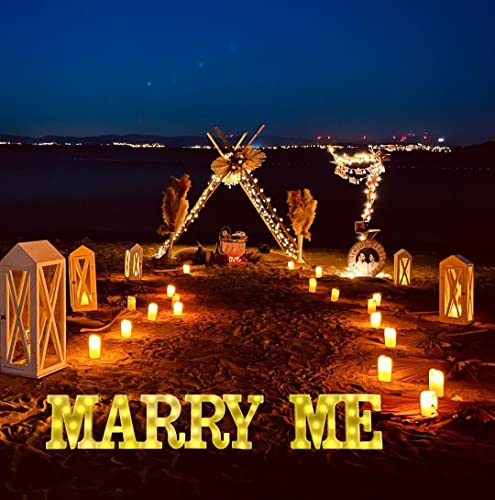 JUICYRAUL 7 LED Marquee Letter Lights Marry Me Sign，Marry Me LED Marquee Letter Lights，Marry Me Light up Letter Numbers for Romantic Proposal, Wedding Sign, Engagement Sign