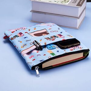 Book Sleeve for Book Lovers, Bibliophile Book Protector, Book Covers for Paperbacks, Washable Fabric, Book Sleeves with Zipper, Medium 11 Inch X 8.7 Inch