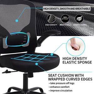 Flysky Ergonomic Office Desk Chair Breathable Mesh Swivel Computer Chair, Lumbar Back Support Task Chair, Office Chairs with Wheels and Flip-up Arms, Adjustable Height Executive Rolling Chair