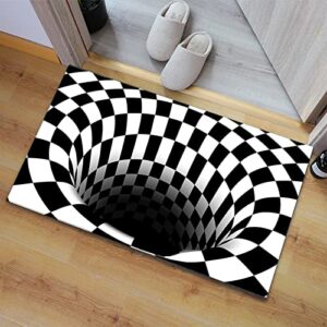 3d area rug floor mat,3d carpet bottomless hole optical illusion area rug,anti-skid non-woven black white doormat for living dinning room bedroom kitchen (a, 23.6x35.4 inch)…